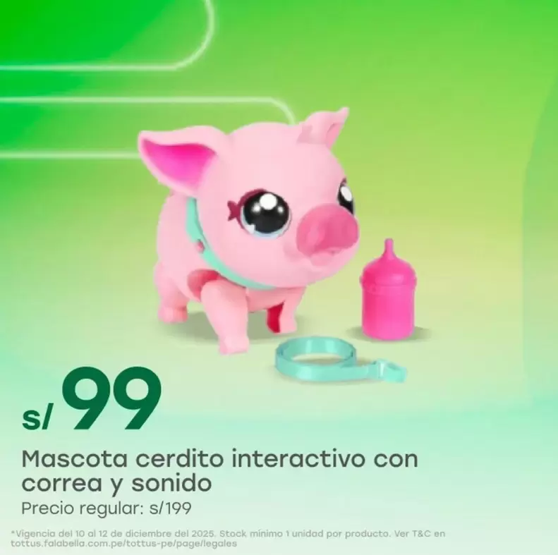 Mascota cerdito interactivo con correa y sonido