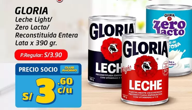 Gloria - Leche Light/ Zero Lacto/ Reconstituida Entera