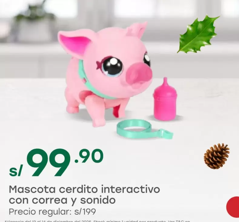 Mascota cerdito interactivo con correa y sonido