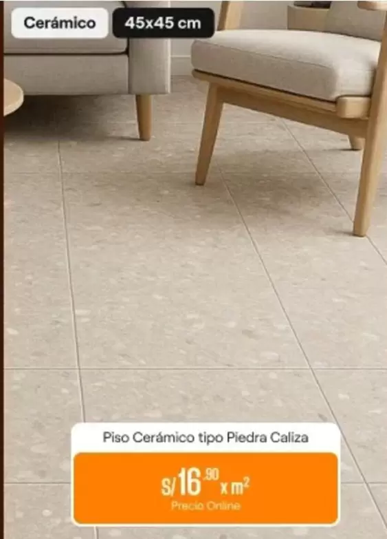 Piso Cerámico tipo Piedra Caliza