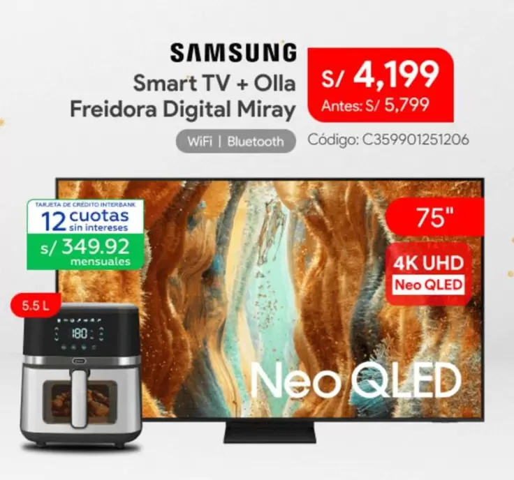 Samsung - Smart TV + Olla Freidora Digital Miray