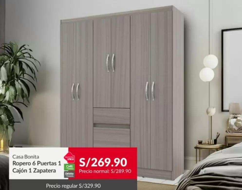 Ropero 6 Puertas 1 Cajón 1 Zapatera