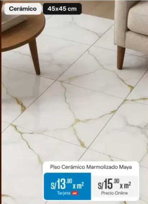 Piso Cerámico Marmolizado Maya