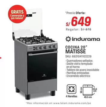 Indurama - COCINA 20" MATISSE
