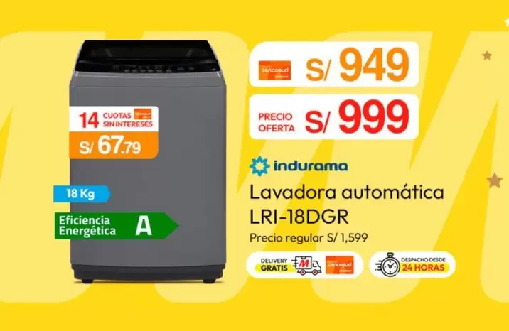 Indurama - Lavadora automática LRI-18DGR