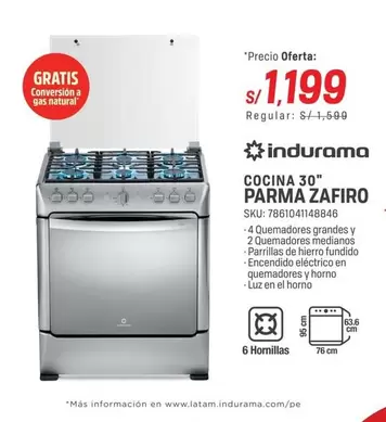 Natural - COCINA 30" PARMA ZAFIRO