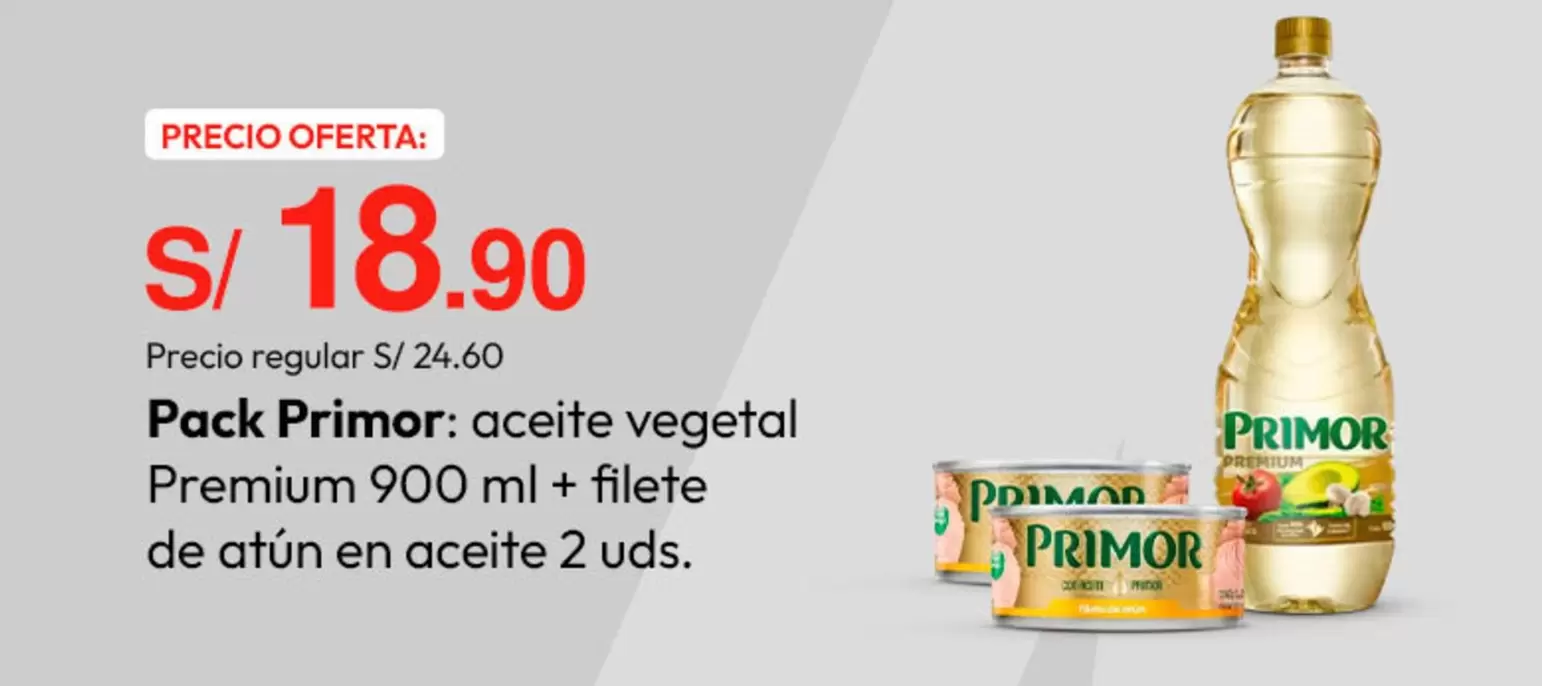 Primor - aceite vegetal Premium 900 ml + filete de atún en aceite 2 uds