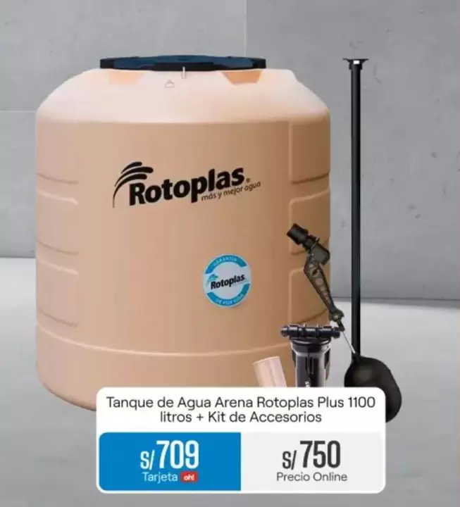 Rotoplas - Tanque de Agua Arena Plus 1100 litros + Kit de Accesorios
