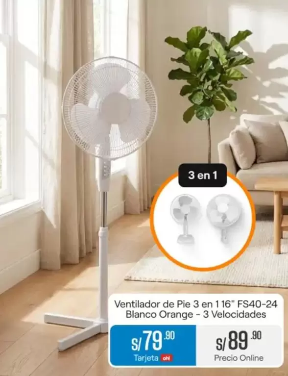 Orange - Ventilador de Pie 3 en 116" FS40-24