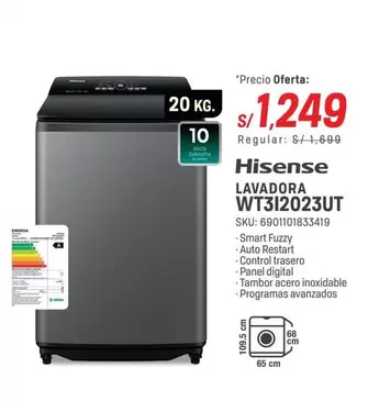 Hisense - LAVADORA WT312023UT