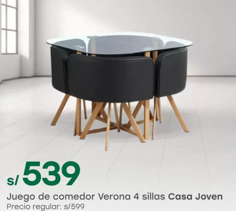 Casa Joven - Juego de comedor Verona 4 sillas