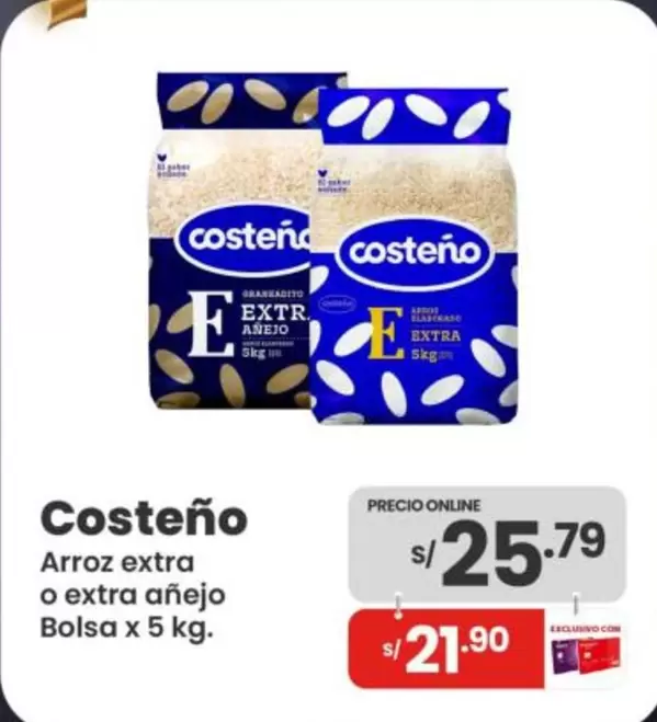 Costeño - Arroz extra o extra añejo Bolsa x 5 kg.