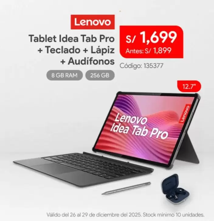 Lenovo - Tablet Idea Tab Pro + Teclado + Lápiz + Audifonos