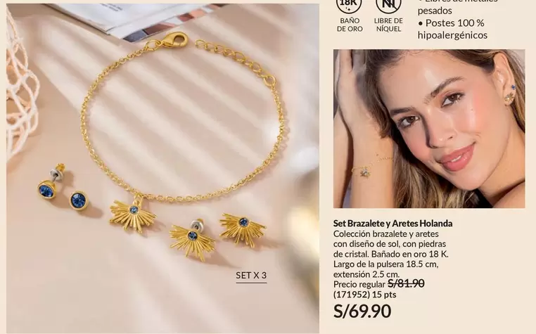 Oro - Set Brazaletey Aretes Holanda