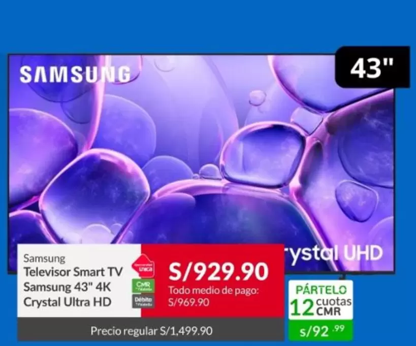 Samsung - Televisor Smart TV  43" 4K Crystal Ultra HD