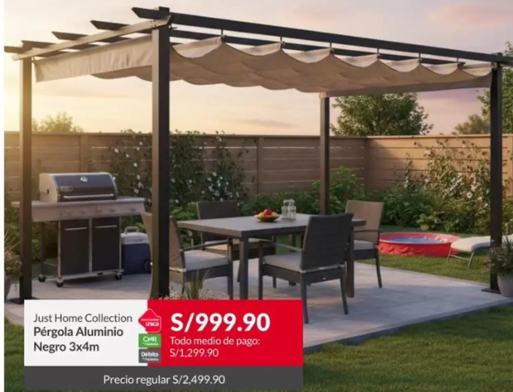 Pérgola Aluminio Negro 3x4m