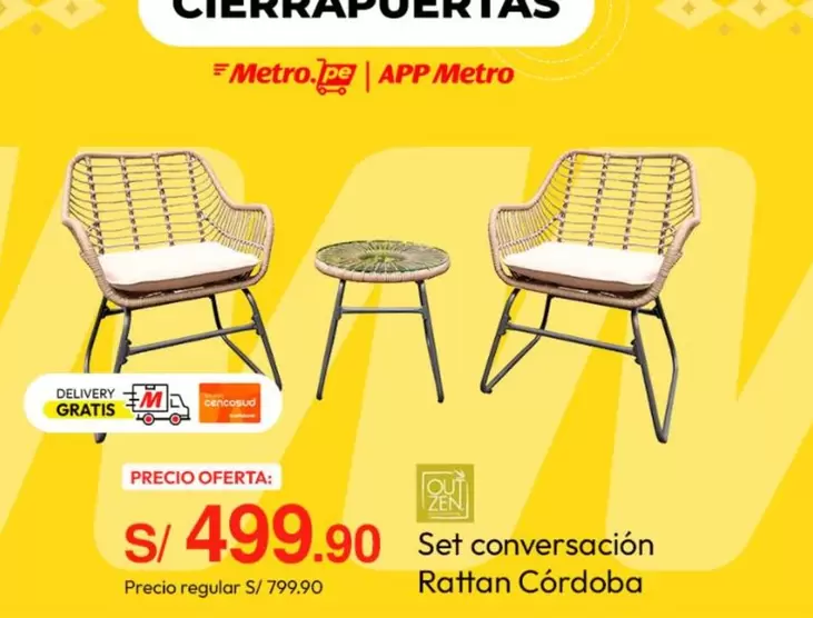 Metro - Set conversación Rattan Córdoba