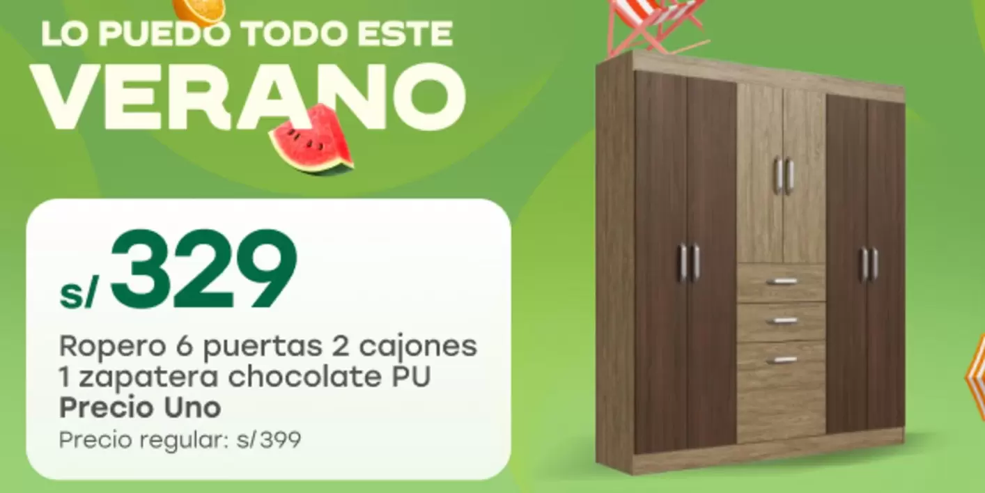 Ropero 6 puertas 2 cajones 1 zapatera chocolate PU