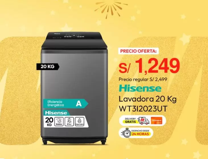 Hisense - Lavadora 20 Kg WT312023UT