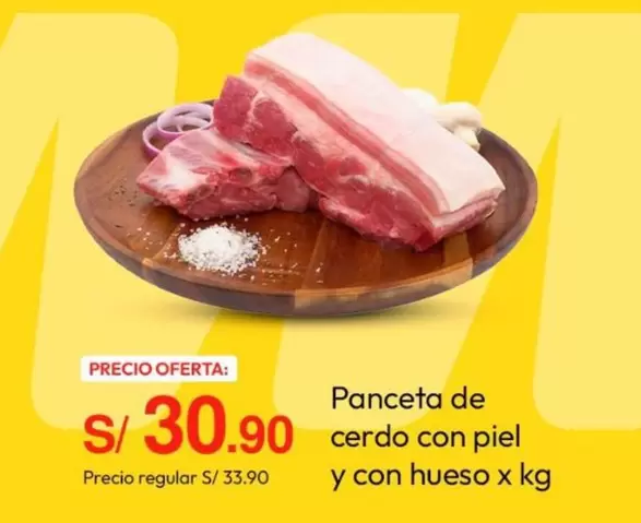Piel - Panceta de cerdo con piel y con hueso x kg
