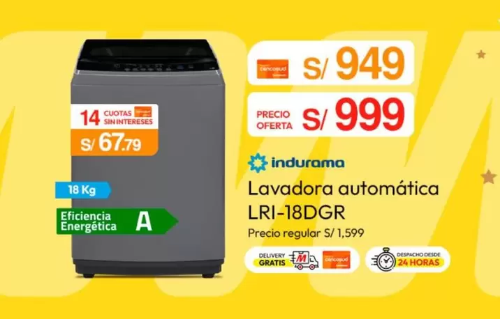 Indurama - Lavadora automática LRI-18DGR
