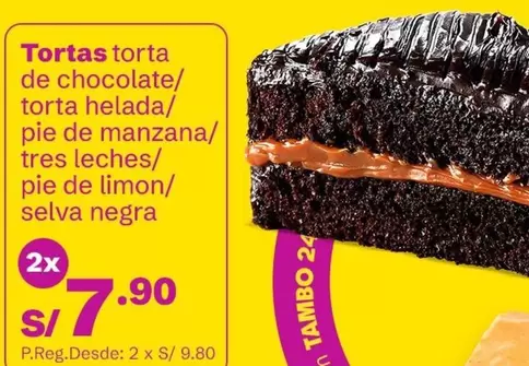 Selva - torta de chocolate/ torta helada/ pie de manzana/ tres leches/ pie de limon/ selva negra