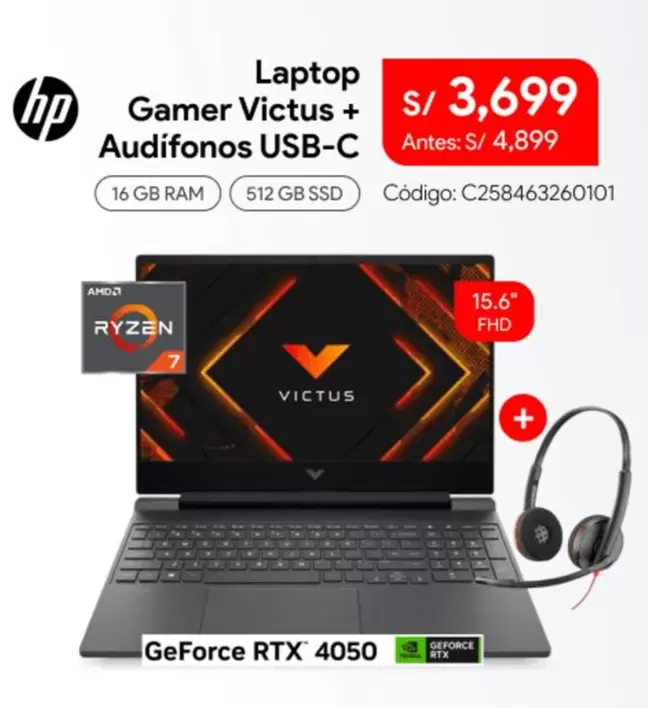 Hp - Gamer Victus + Audífonos USB-C