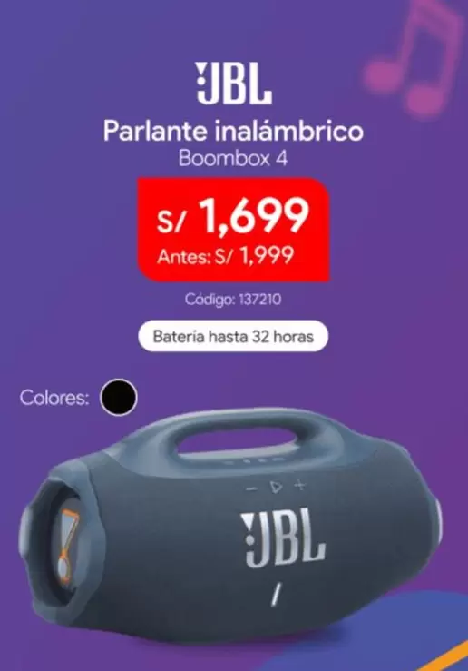 JBL - Parlante inalámbrico Boombox 4