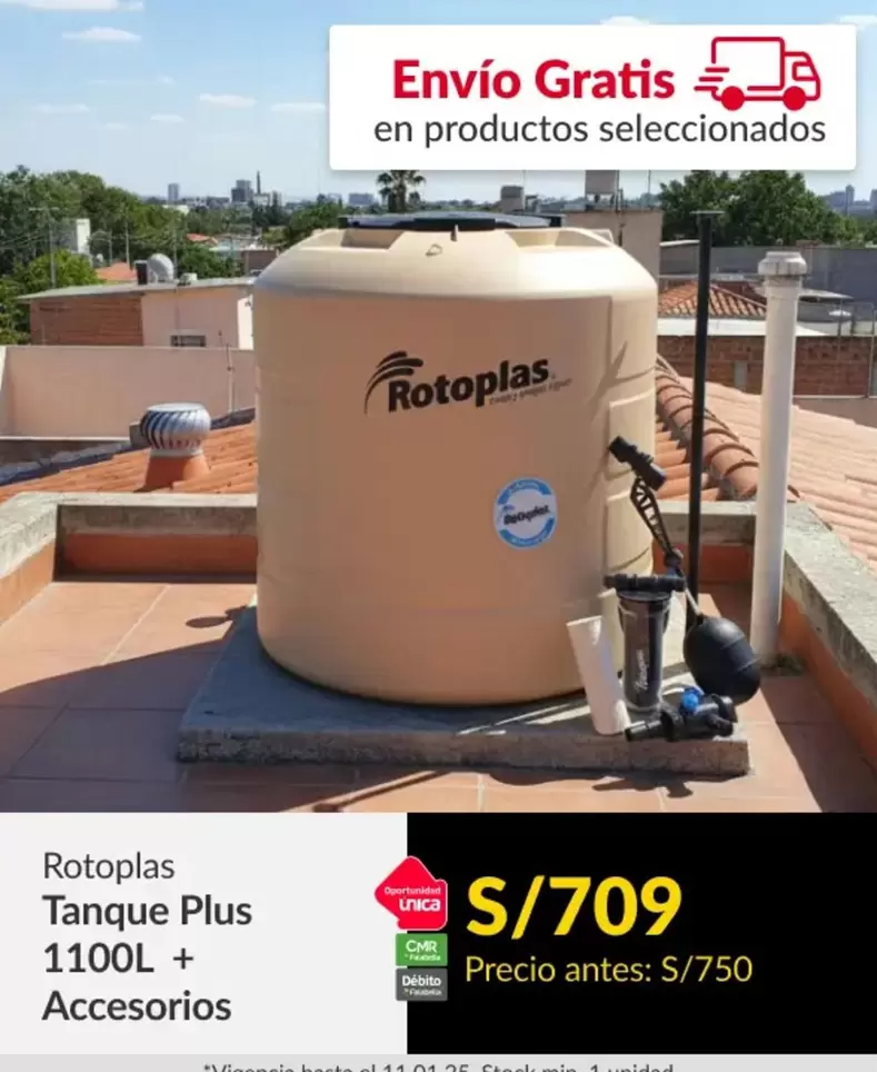 Rotoplas - Tanque Plus 1100L + Accesorios