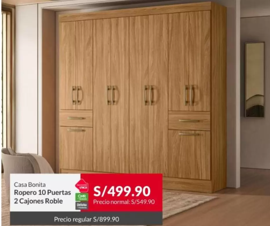 Ropero 10 Puertas 2 Cajones Roble