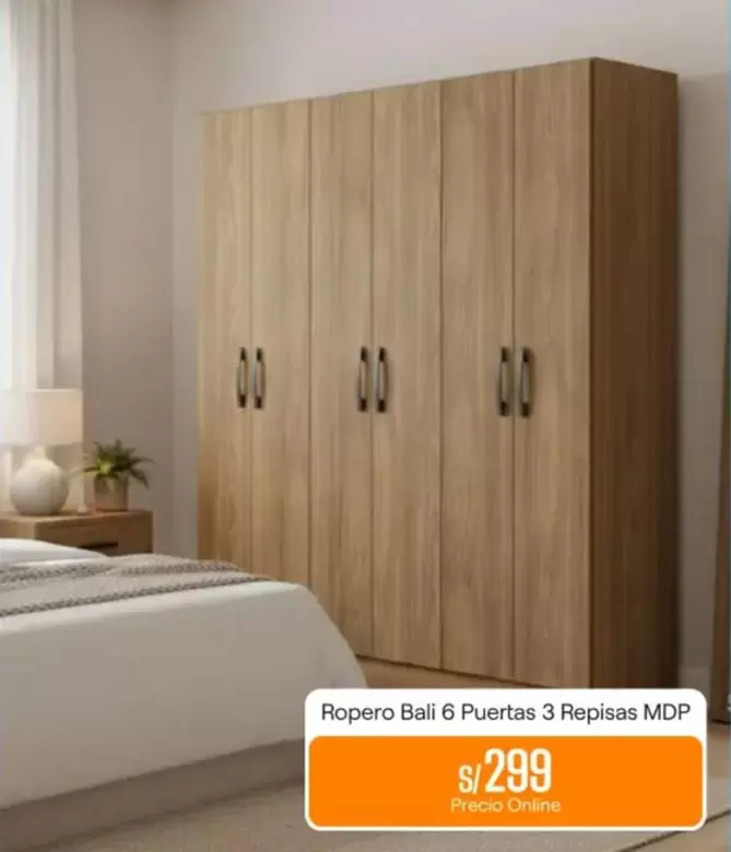 Bali - Ropero  6 Puertas 3 Repisas MDP