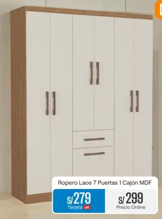 Ropero Laos 7 Puertas 1 Cajón MDF