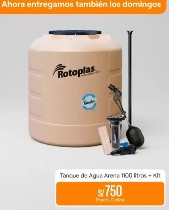 Rotoplas - Tanque de Agua Arena 1100 litros + Kit