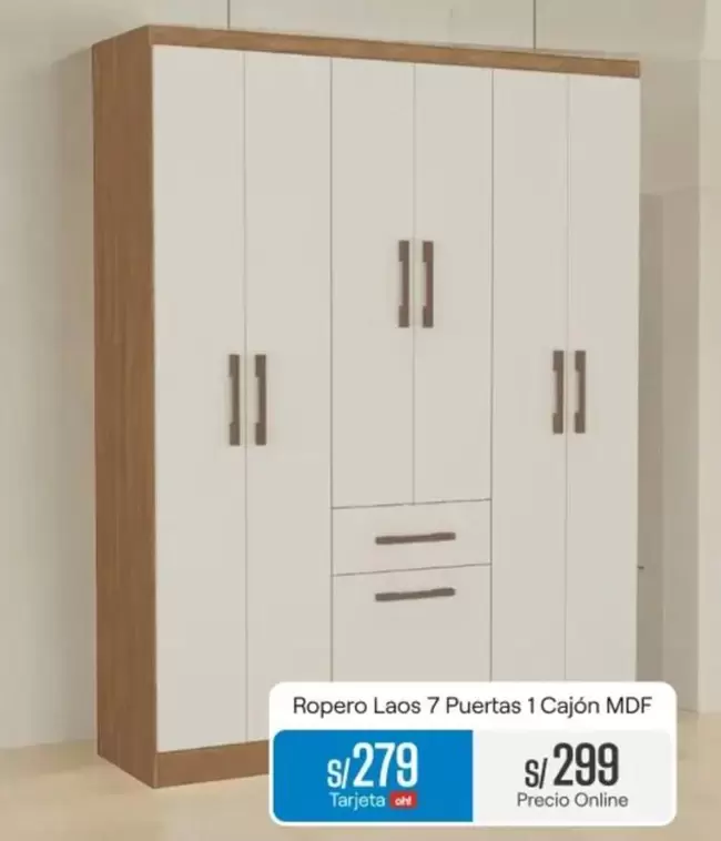Ropero Laos 7 Puertas 1 Cajón MDF