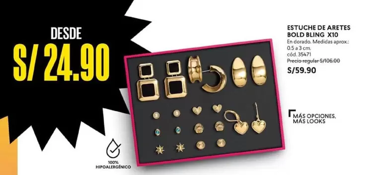 Dorado - ESTUCHE DE ARETES BOLD BLING X10
