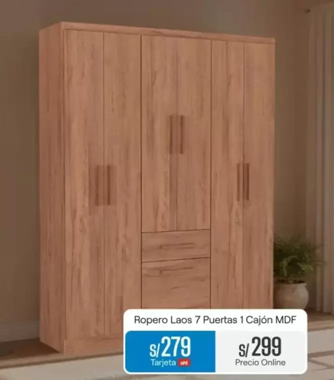 Ropero Laos 7 Puertas 1 Cajón MDF