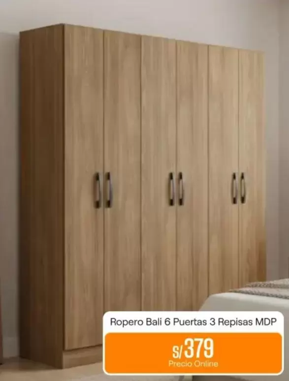 Bali - Ropero  6 Puertas 3 Repisas MDP