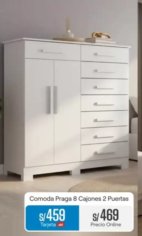 Comoda Praga 8 Cajones 2 Puertas