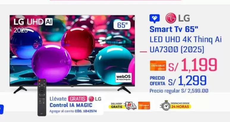 Lg - Smart Tv 65" LED UHD 4K Thing Ai UA7300 (2025)