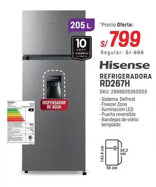 Hisense - REFRIGERADORA RD267H