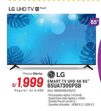 Lg - SMART TV UHD 4K 65" 65UA7300PSB