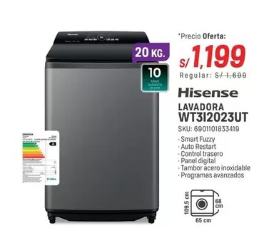 Hisense - LAVADORA WT312023UT