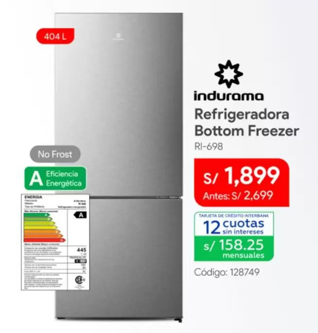 Indurama - Refrigeradora Bottom Freezer