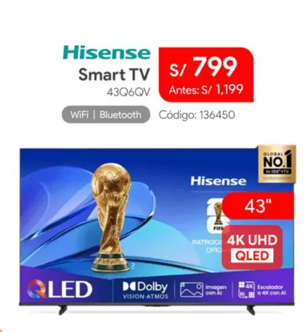 Hisense - Smart TV 43Q6QV