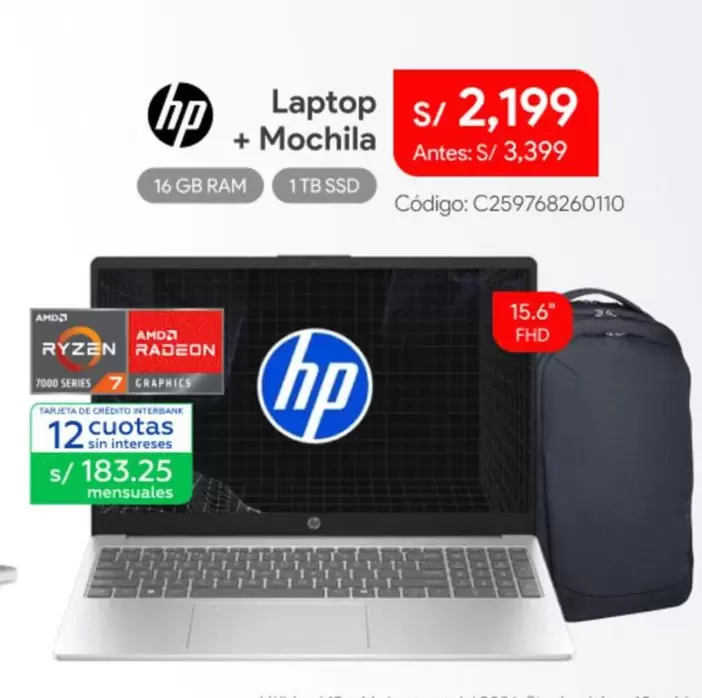Hp - Laptop + Mochila