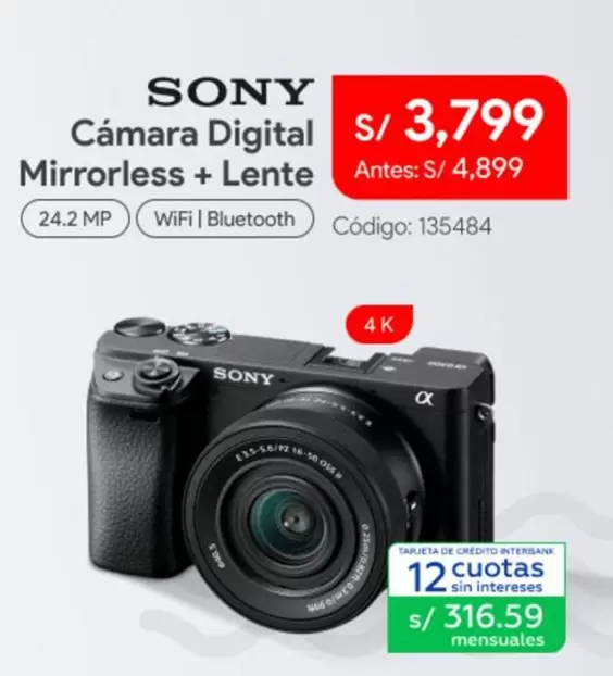 Sony - Cámara Digital Mirrorless + Lente