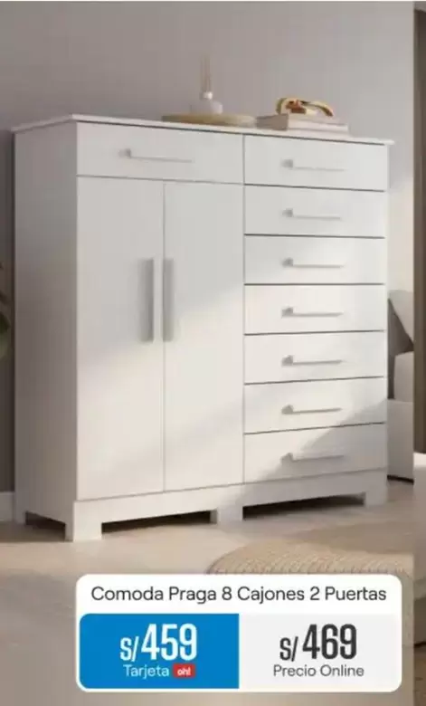 Comoda Praga 8 Cajones 2 Puertas