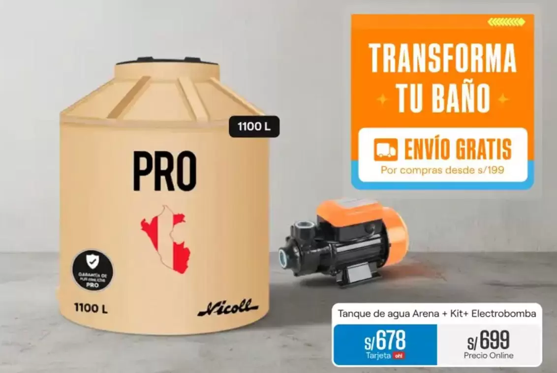 Pro    - Tanque de agua Arena Kit Electrobomba