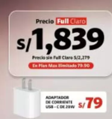 ADAPTADOR DE CORRIENTE USB-C DE 20W