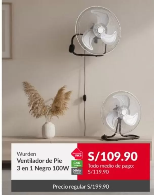 Wurden - Ventilador de Pie 3 en 1